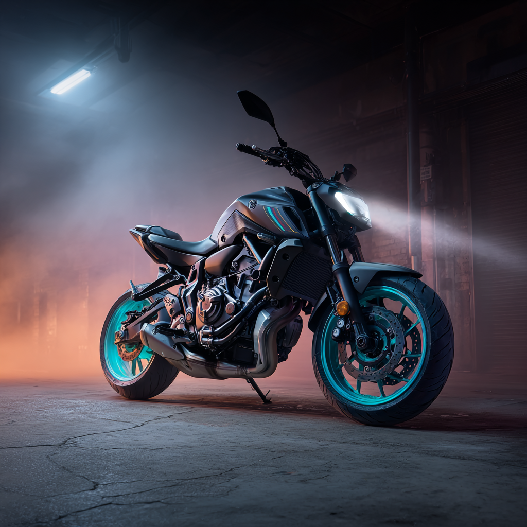 motocykl w ciemności