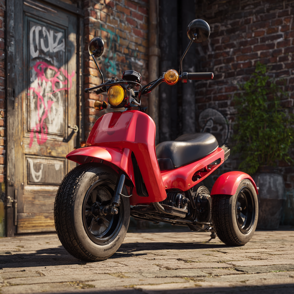 czerwony skuter z 3 kołami